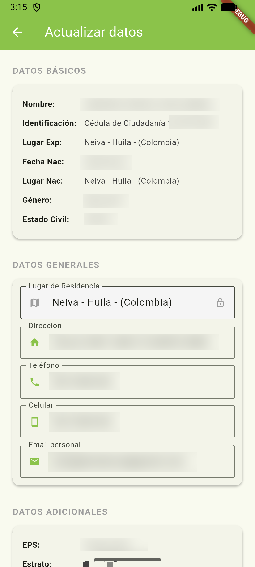 Actualización de datos